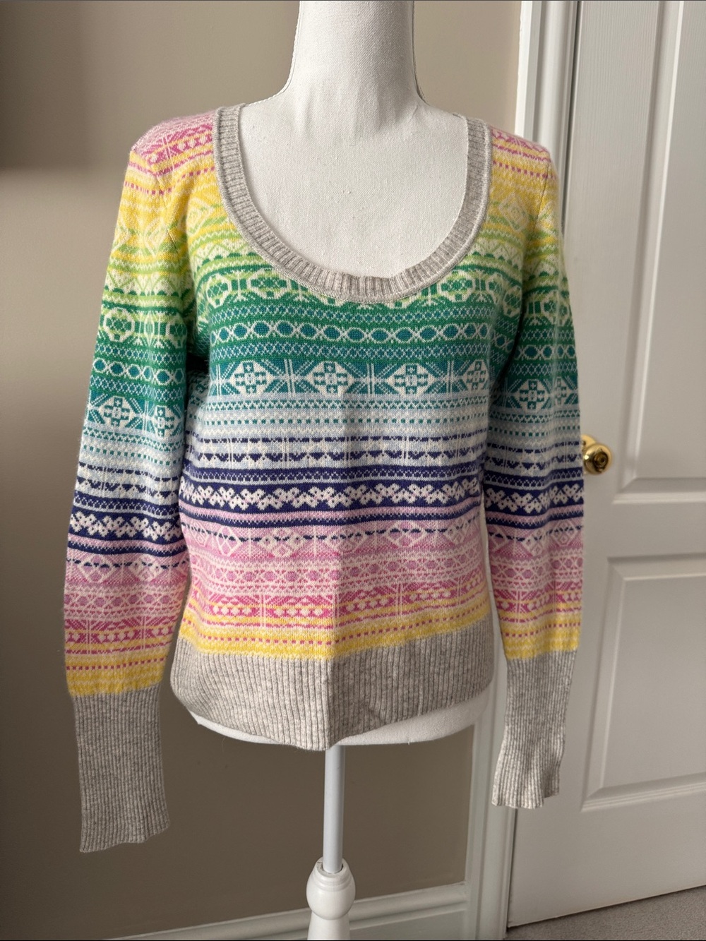 Saks Fifth Avenue Multicolor Fair Isle Scoop Neck Sweater